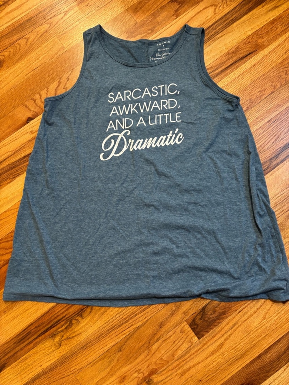 torrid Blue Graphic Tank Top "Sarcastic, Awkward, And A Little Dramatic" sz 4